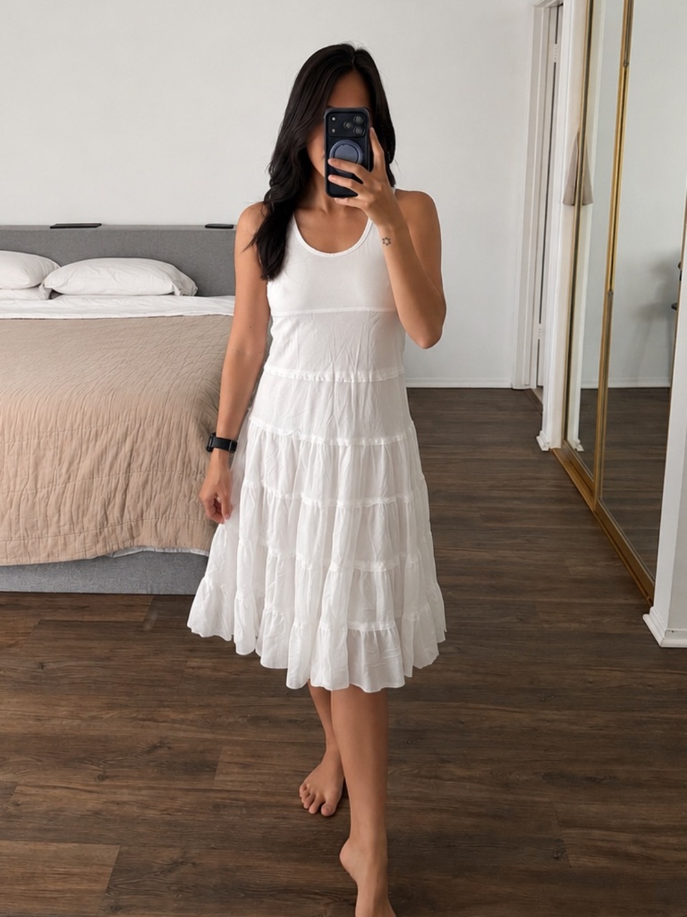 THEORY TIERED RUFFLE DRESS